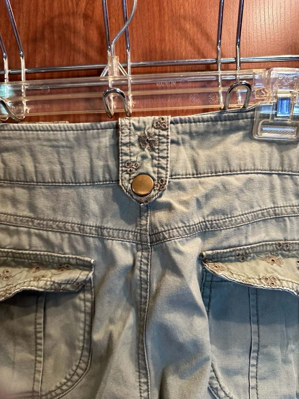 Vintage Cargo Shorts Army Green Cotton Utility Style - Picture 7 of 8